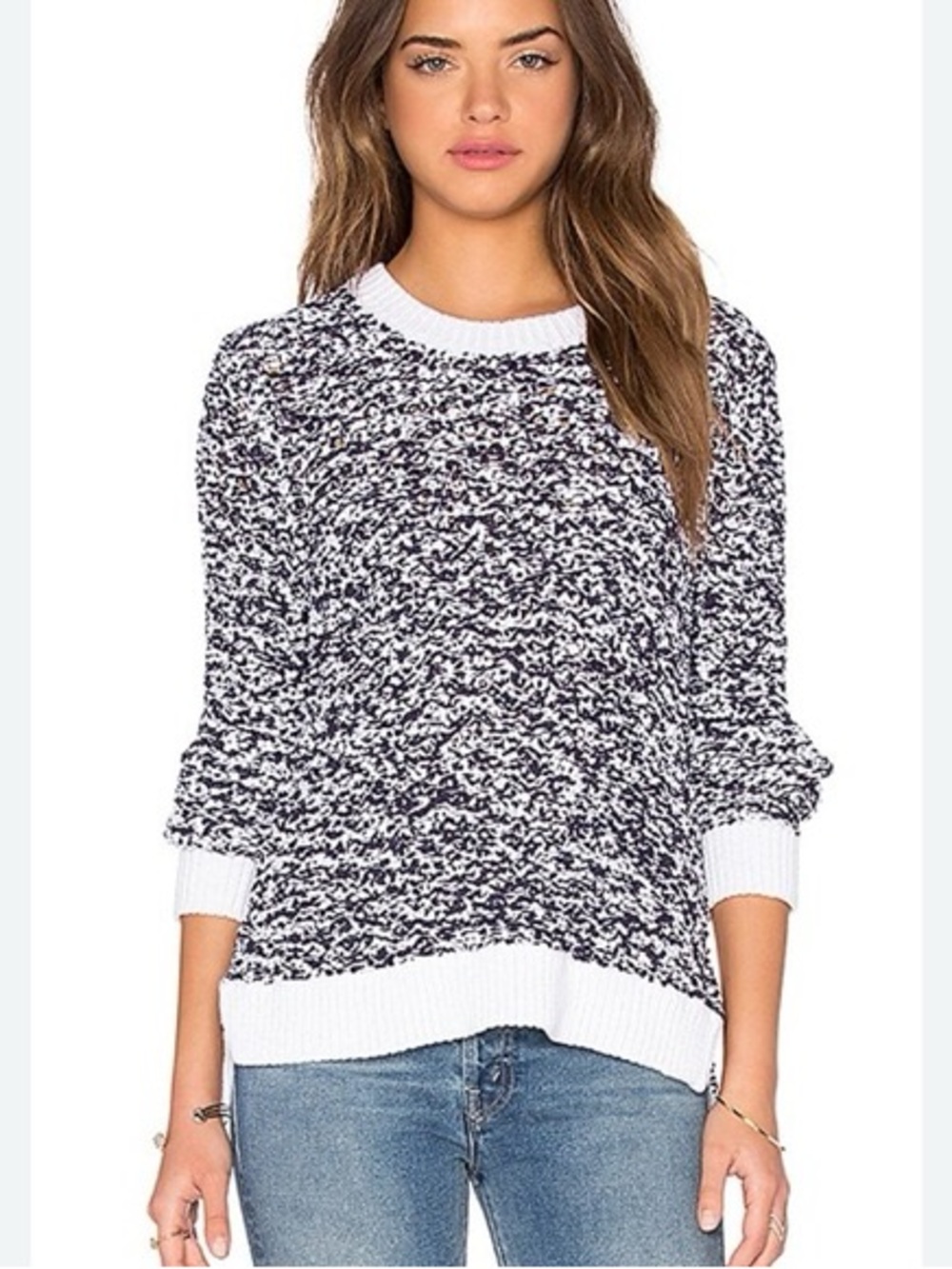 RAG & BONE/JEAN | Chunky Two-Tone Bouclé Knit Crewneck Sweater Size L